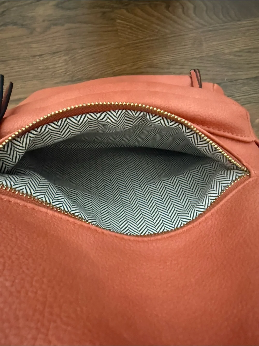 Faux Leather Backpack with Patterned Straps